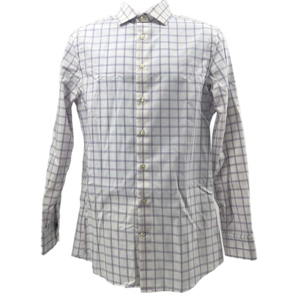 Charles Tyrwhitt White Purple Plaid Button-Up Shirt | Size OS
